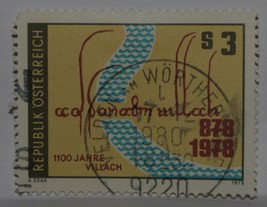 Vintage Stamps Austria Austrian 3 S Schilling Villach Anniversary Stamp X1 B16 - £1.39 GBP