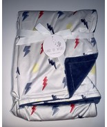 Mother&#39;s Promise Baby Plush Throw Blanket in Blue, Gray Lightning Revers... - $227.89 MXN