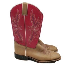 Justin Cowboy Western Boots Size 5 311JR Pink Embroidered - £27.20 GBP