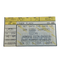 1994 Kansas City Chiefs @ San Diego Chargers NFL Ticket Joe Montana Last Season - £23.53 GBP