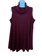 a.n.a Sleeveless Tunic Knit Sweater Size 1X Wine Polyester Linen Blend C... - £27.96 GBP