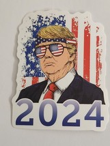 Trump Wearing American Flag Glasses Flag Background 2024 Sticker Decal Political - £1.79 GBP