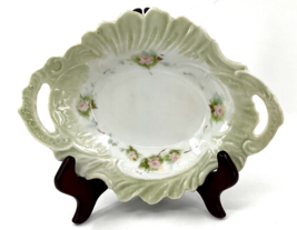 Vintage Hand Painted Porcelain 8 3/4&quot; Trinket Handled Tray Dish Roses - €38,40 EUR