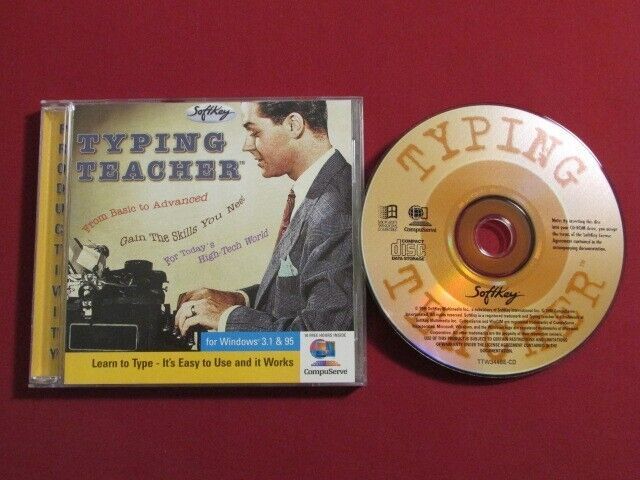 SOFTKEY TYPING TEACHER 1996 CD ROM FOR WINDOWS 3.1 &amp; 95 TTW344BE-CD VG++... - $3.95