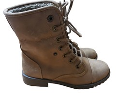 Self Esteem Combat Boots Shoes Waterfall Fold Over Faux Fur Brown Size 6... - £38.91 GBP