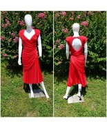 Vintage Casadei red bodycon jersey Ruched sexy Dress Keyhole Back W26-27&quot; - £62.06 GBP