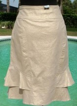 Cache Metallic Linen Blend Lined Skirt New 0/2/4/6/8/10/12 Tiered Layered $98 - £30.82 GBP