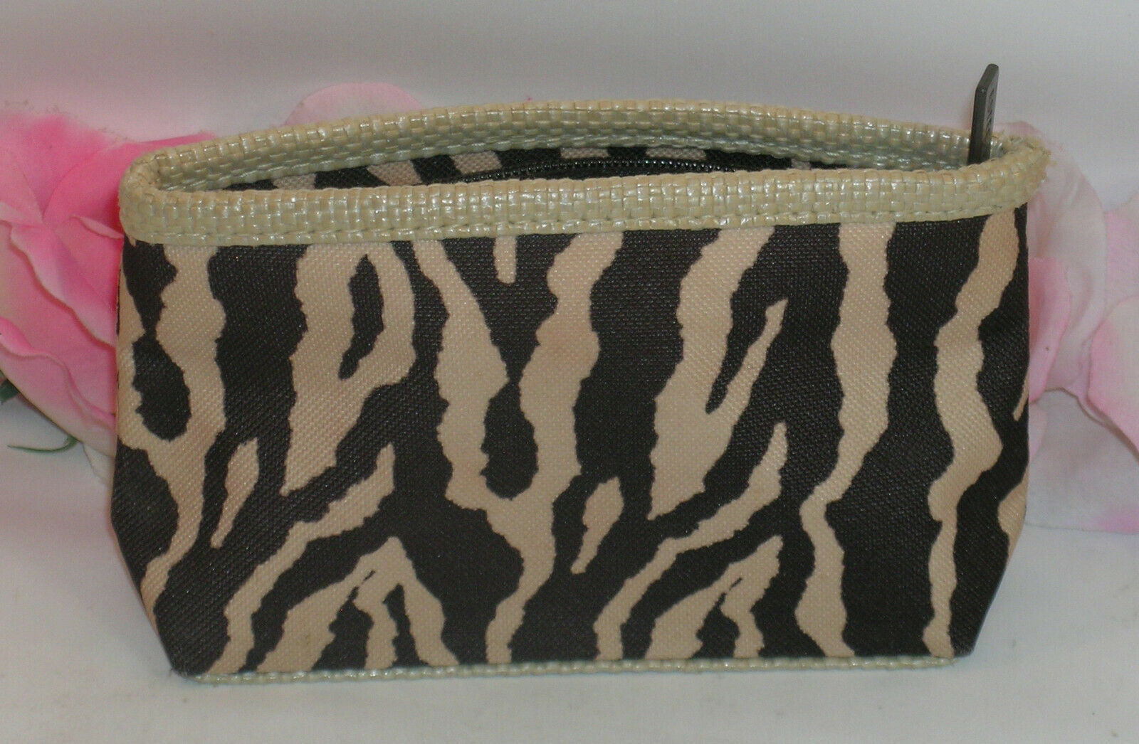 New Clinique Makeup Cosmetic Bag Case Purse Tan/ Brown Animal Print Trav... - $8.79