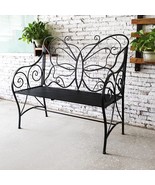 HLC Outdoor Bench Patio Outdoor Garden Bench Butterfly Cast Iron Metal with - £135.41 GBP