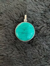 Turquoise agate Gemstone Pendant Silver Plated Large Jewelry P3 - £7.13 GBP
