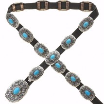Navajo 1950s Old Pawn Style Turquoise Concho Belt Tufa Cast Sterling Silver - £1,380.00 GBP