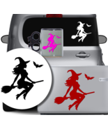 Charming Witch Flying On Broom And Bat Vinyl Decal Sticker for Car Windo... - €3,42 EUR+