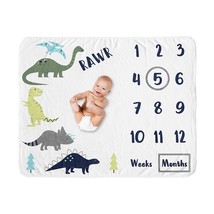 Sweet Jojo Designs Mod Dino Boy Milestone Blanket Monthly Newborn First Year Gro - £44.92 GBP