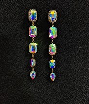 REDUCED Discounted Sale, AB Chandelier Earrings, Rhinestone Pageant Drop Earring - £29.94 GBP