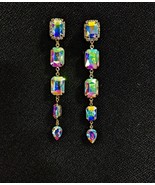 REDUCED Discounted Sale, AB Chandelier Earrings, Rhinestone Pageant Drop... - £30.11 GBP