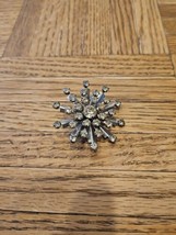 Vintage Rhinestone Snowflake Burst Design Brooch Pin Pinback 2&#39;&#39; - £17.17 GBP