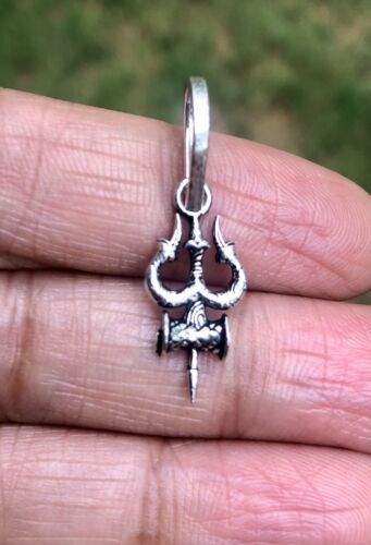 925 Silver Hindu Religious Shivas Trishul Trident Pendant, Temple Pooja 1.2 gm Item image 2