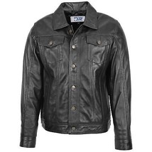 DR134 Men&#39;s Classic Short Leather Jacket Black - £136.84 GBP