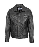 Men&#39;s Classic Buttoned Short  Sheep Nappa Leather Jacket Black DR134 - £151.65 GBP