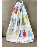 Vintage Clothesline Laundry Bag Drawstring Tote Primary Colors 1970s Decor - €10,80 EUR