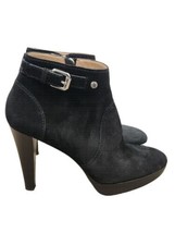 $720 Longchamp Black Suede Platform High Heel Ankle Bootie Size 40 - £177.41 GBP
