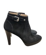 $720 Longchamp Black Suede Platform High Heel Ankle Bootie Size 40 - $302.08 CAD