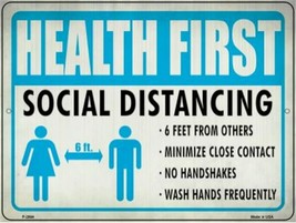 Health First Social Distancing Novelty Metal Sign 9" x 12" Wall Decor - DS - £19.14 GBP