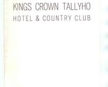 Kings Crown Tallyho Hotel &amp; Country Club Menu Las Vegas Nevada 1965 - £614.11 GBP