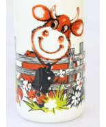 Cow milk bottle with lid vintage white milk glass happy funny cow collec... - $20.30