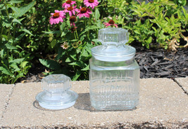 Koeze Clear Star of David Glass Canister Square Apothecary Candy Jar w/2 Lids - £11.99 GBP