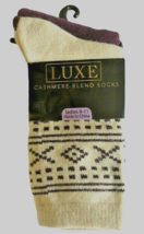 Luxe 2 Pair Cashmere Blend Wool Ladies Socks Stocking Stuffer Pink Maroon  - £23.35 GBP