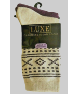 Luxe 2 Pair Cashmere Blend Wool Ladies Socks Stocking Stuffer Pink Maroon  - £22.97 GBP