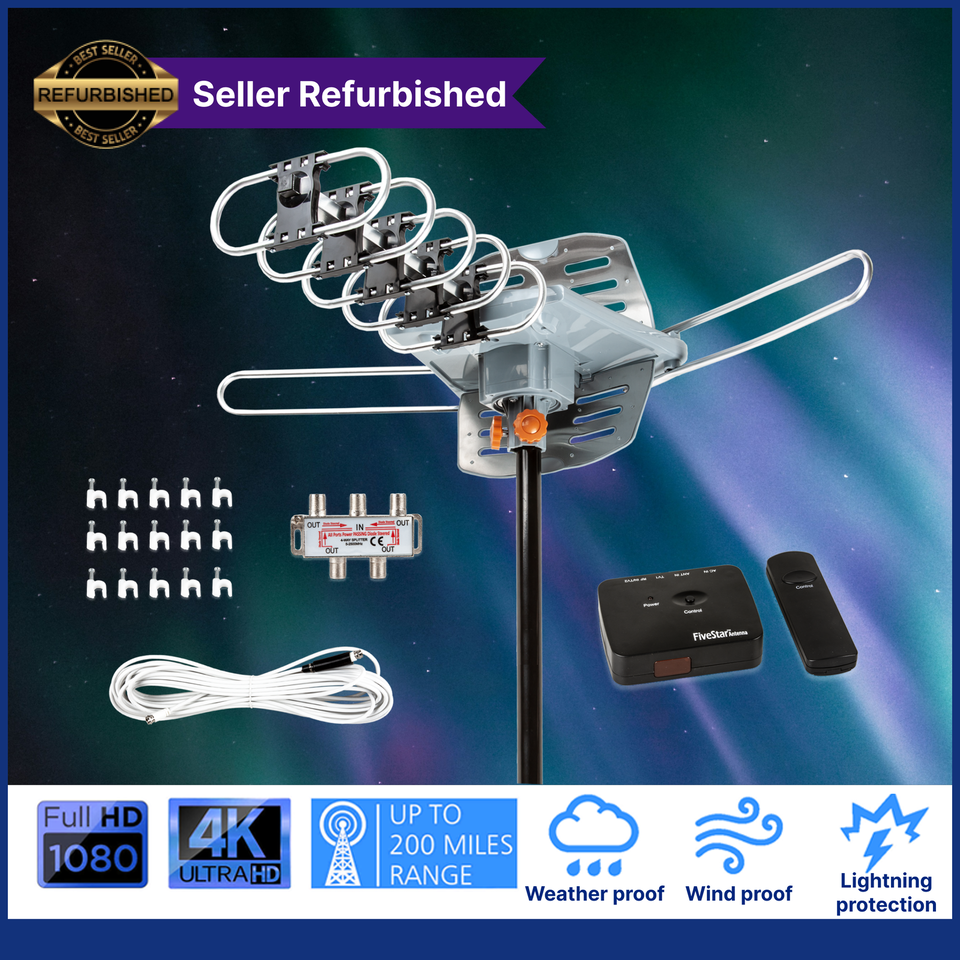 HD TV  Antenna 1080P Outdoor Amplified 360 Rotor UHF VHF FM 150 Mile w S... - $31.14