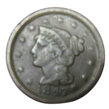 1847 Braided Coronet Large Cent Penny - $456.57 MXN