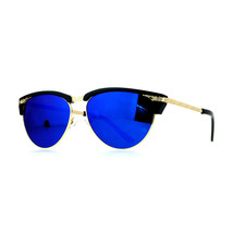 Mujer Ovalado Cateye Gafas de Sol Plástico Top Metal Patillas Color Lente Espejo - £8.05 GBP