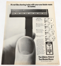 1972 Gillette TRAC II Two Bladed Razor One Blade Better Print Ad 10.5x13.5 - £7.96 GBP