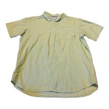 Columbia Green White Plaid Button Down Shirt Mens Large Short Sleeve Casual - $15.04