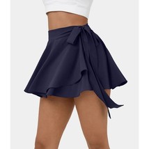 Halara Breezeful High Waisted Lace Up 2-in-1 Side Pocket Mini Flare Skirt Navy S - £19.22 GBP