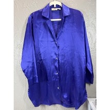 Victoria&#39;s Secret Satin Long Sleeve Sleep Shirt Gold Label Purple Vintag... - $465.54 MXN
