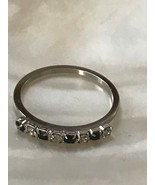 Estate Dainty Cookie Lee Alternating Black &amp; White Rhinestone Thin Silve... - £7.46 GBP