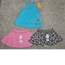 Girls Skirt Tank 3 Pc Sonoma Blue &amp; JB Brown Pink Skort Set Toddler $40-... - £7.79 GBP