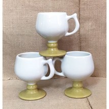 Vintage Caribe Restaurant Ware White And Mustard Pedestal Coffee Mug Set... - £16.49 GBP