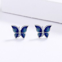 925  Silver Creative Micro-Enamel Blue  Wings Neck Three-piece Jewelry W... - £61.27 GBP