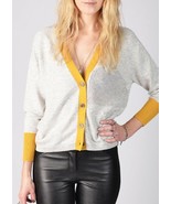 YOON Sweater CARDIGAN Soft WOOL &amp; Cashmere BLEND Sporty DEIDRE Heather G... - $175.89 CAD
