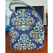 Vera Bradley Insulated Lunch  Bag Tote Floral Blue 10&quot; tall Zipper. Name placard - £9.77 GBP