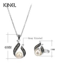 2Pcs  Jewelry Sets For Women Silver Color Hollow Out Water Drop Necklace Ring Vi - £18.84 GBP