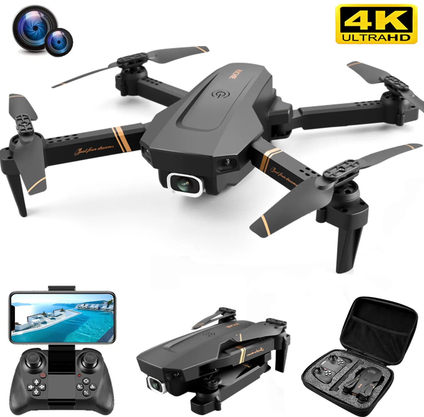 2021 NEW V4 4K/1080P drones RC drone 4k WIFI live video FPV with HD 4k Wide - £35.76 GBP+