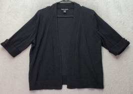 Cable &amp; Guage Cardigan Sweater Women&#39;s Large Black Rayon Long Sleeve Ope... - $22.14