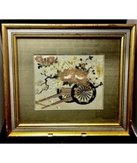 Chokin engraving Japanese art featured wagon with flowers  framed wall d... - £19.72 GBP