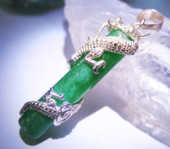 Haunted Spell 925 Silver Green Onyx Dragon Pendant Witch Spirit Of Dragon - £32.58 GBP